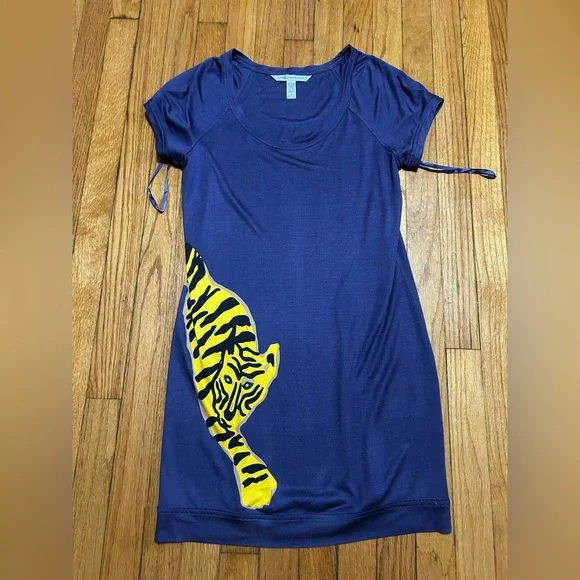 Diane Von Furstenberg Mini Dress Size 4 Silk Jersey Tiger Print - Picture 1 of 9